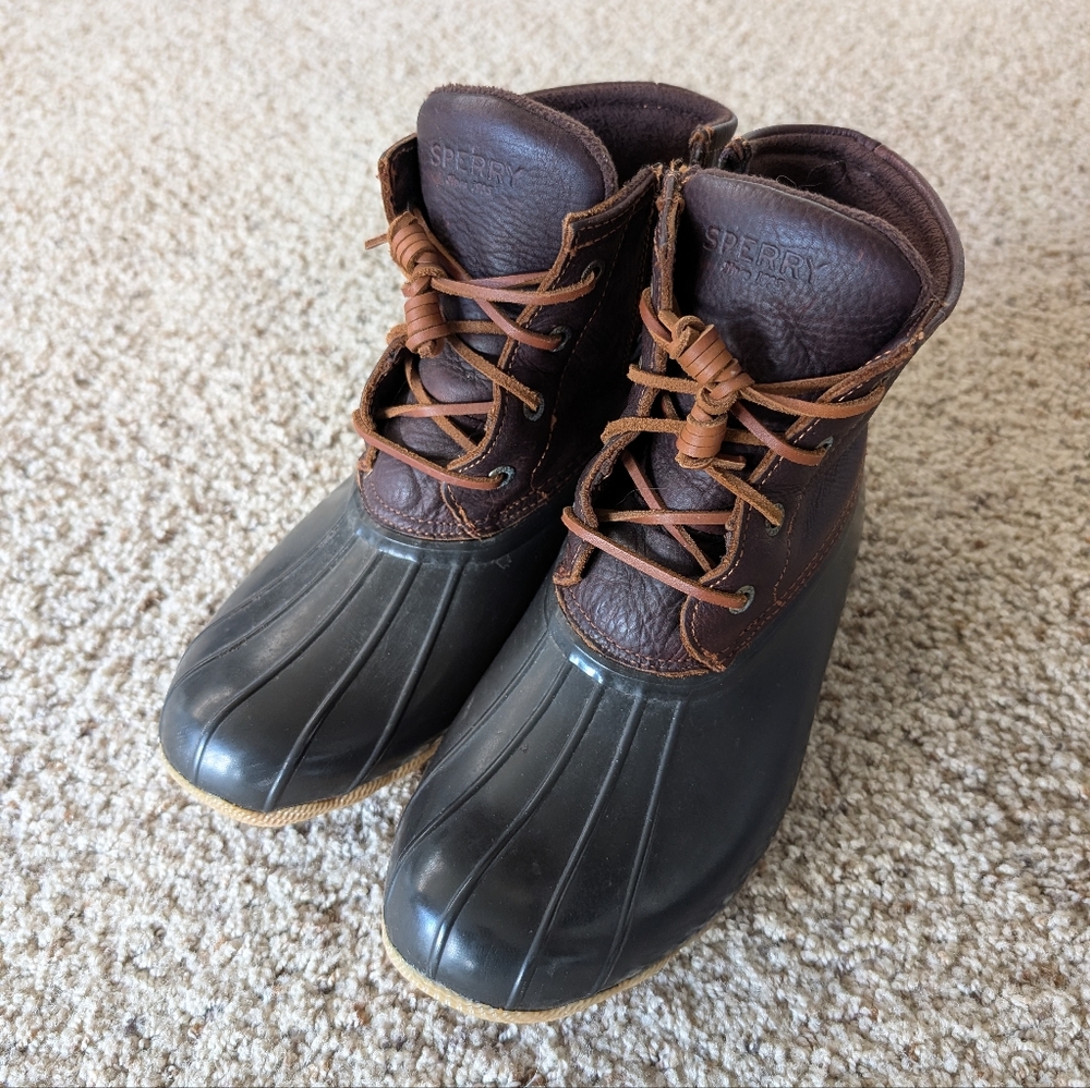 Sperry Brown and Black Saltwater Duck Boots